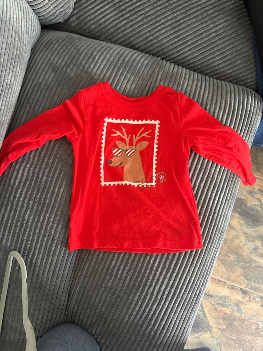 Cat & Jack Red Reindeer Long-Sleeve Tee